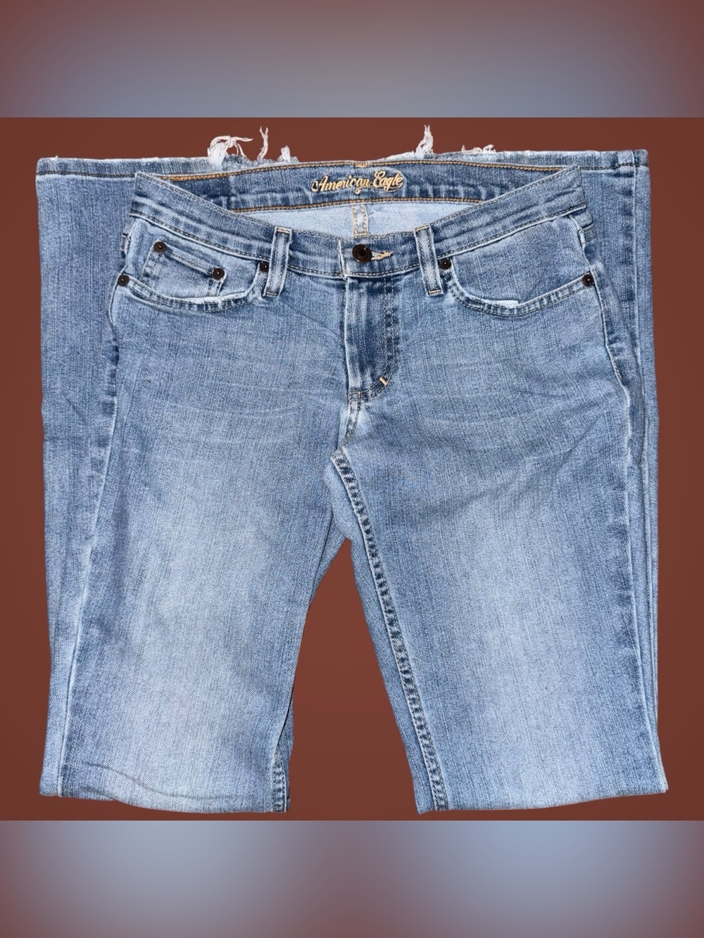 Vintage Y2K American Eagle Women’s 2 Long Low Rise Stretch Skinny Flare Jeans